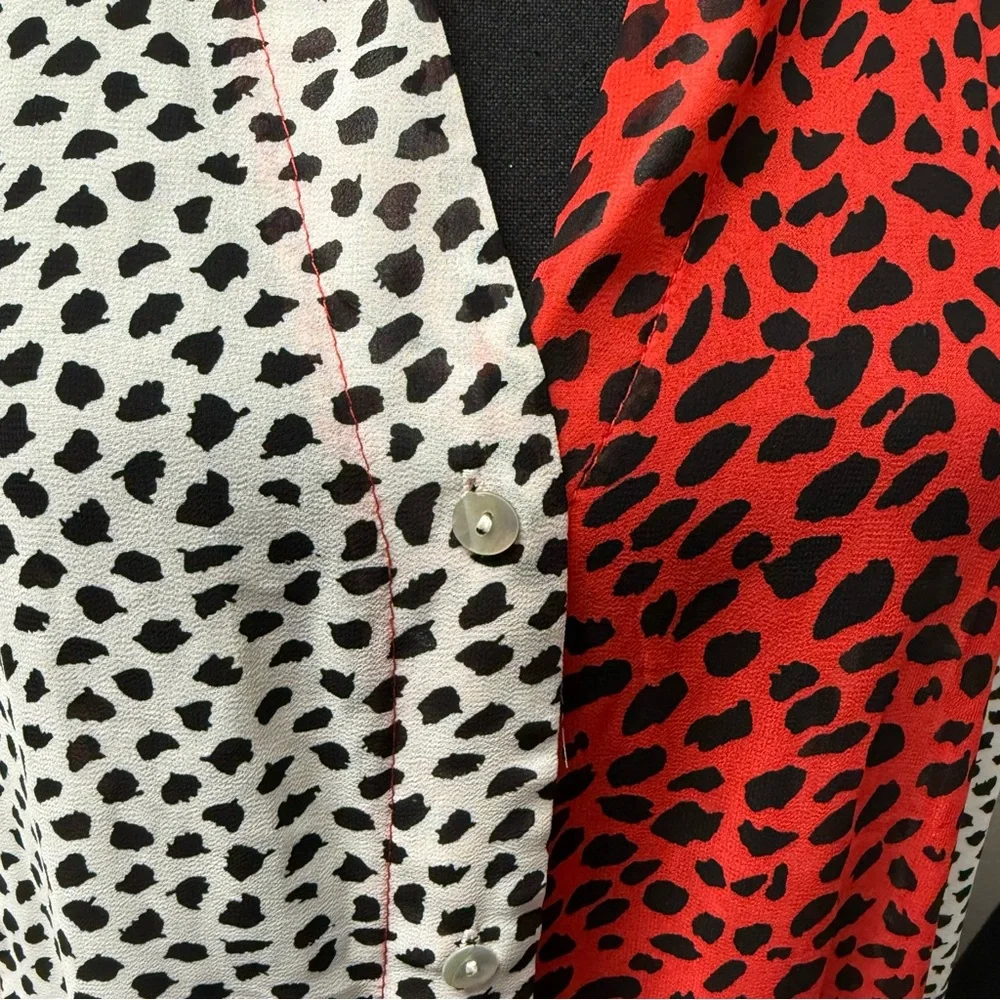 Umgee USA 1XL Leopard Print Colorblock Shirt Dress Red Tan Black White Boho - Picture 2 of 8